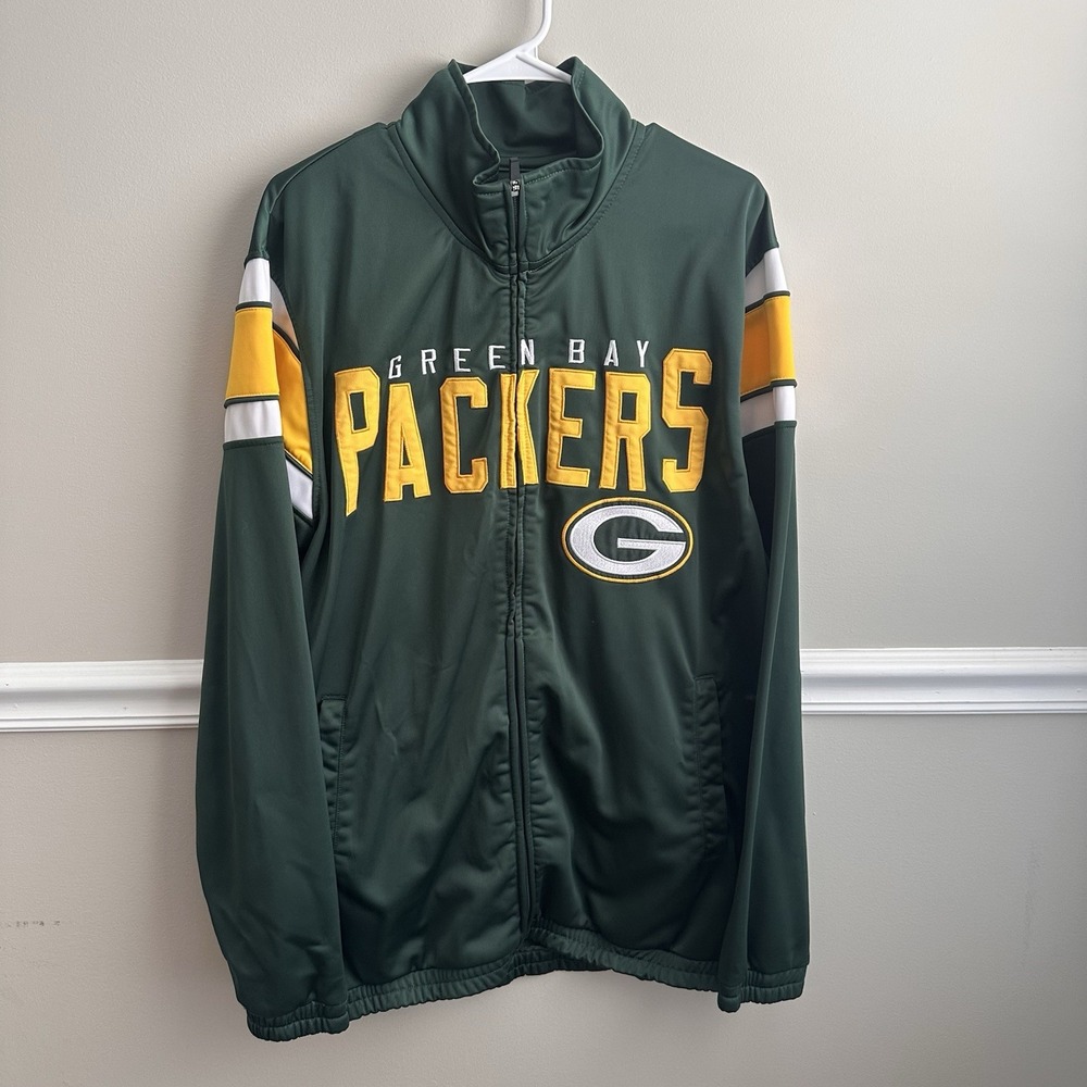 NFL Green Bay Packers Full Zip-Up Track Jacket XXL Green Gold Football